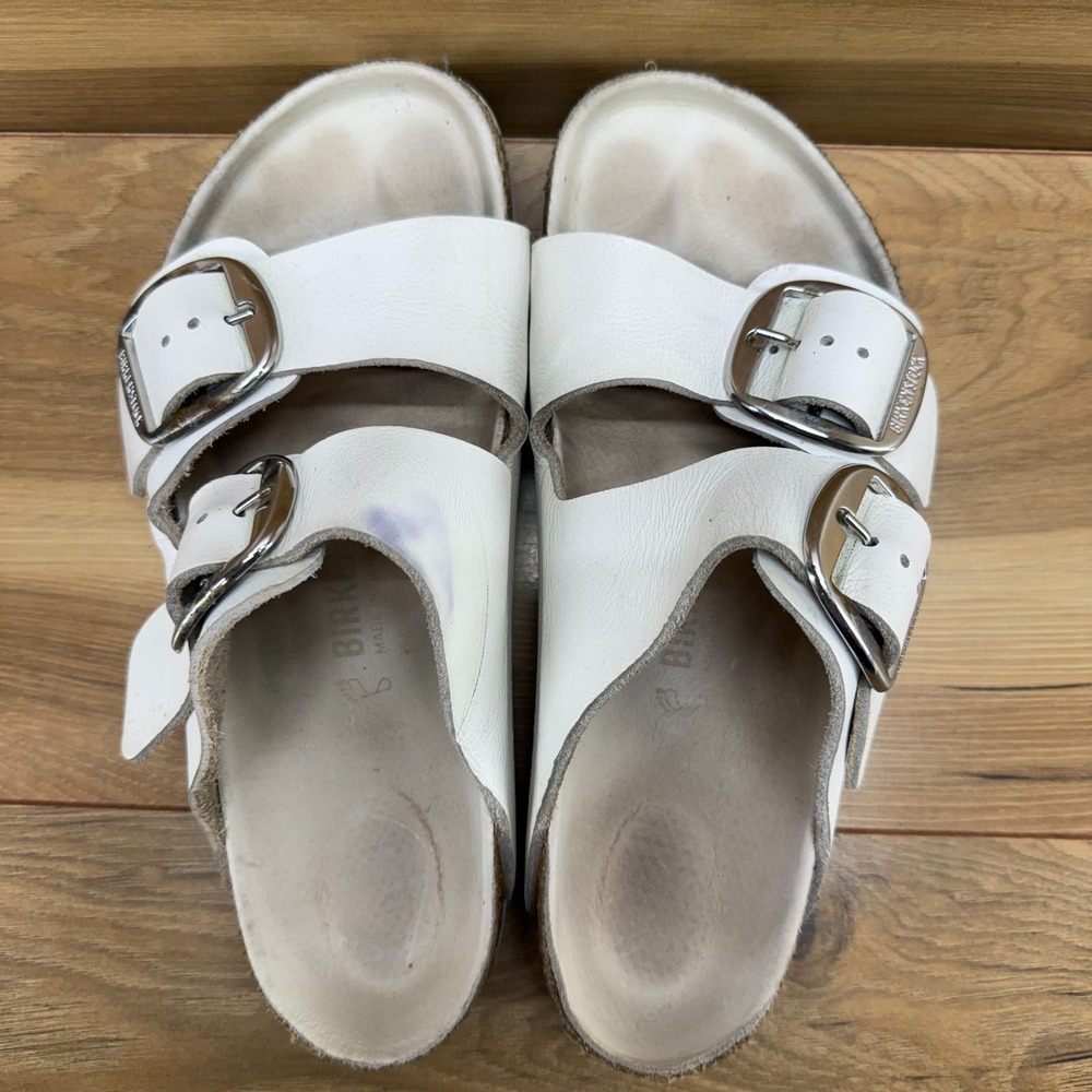 Birkenstock Arizona Big Buckle Cream White Sandals Womens 8 W EU 39 - Picture 8 of 9